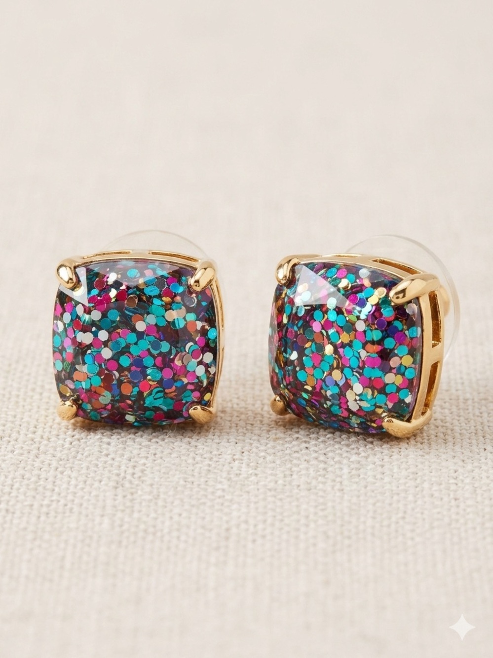 Kate Spade Multi-Glitter Small Square Stud
Earrings